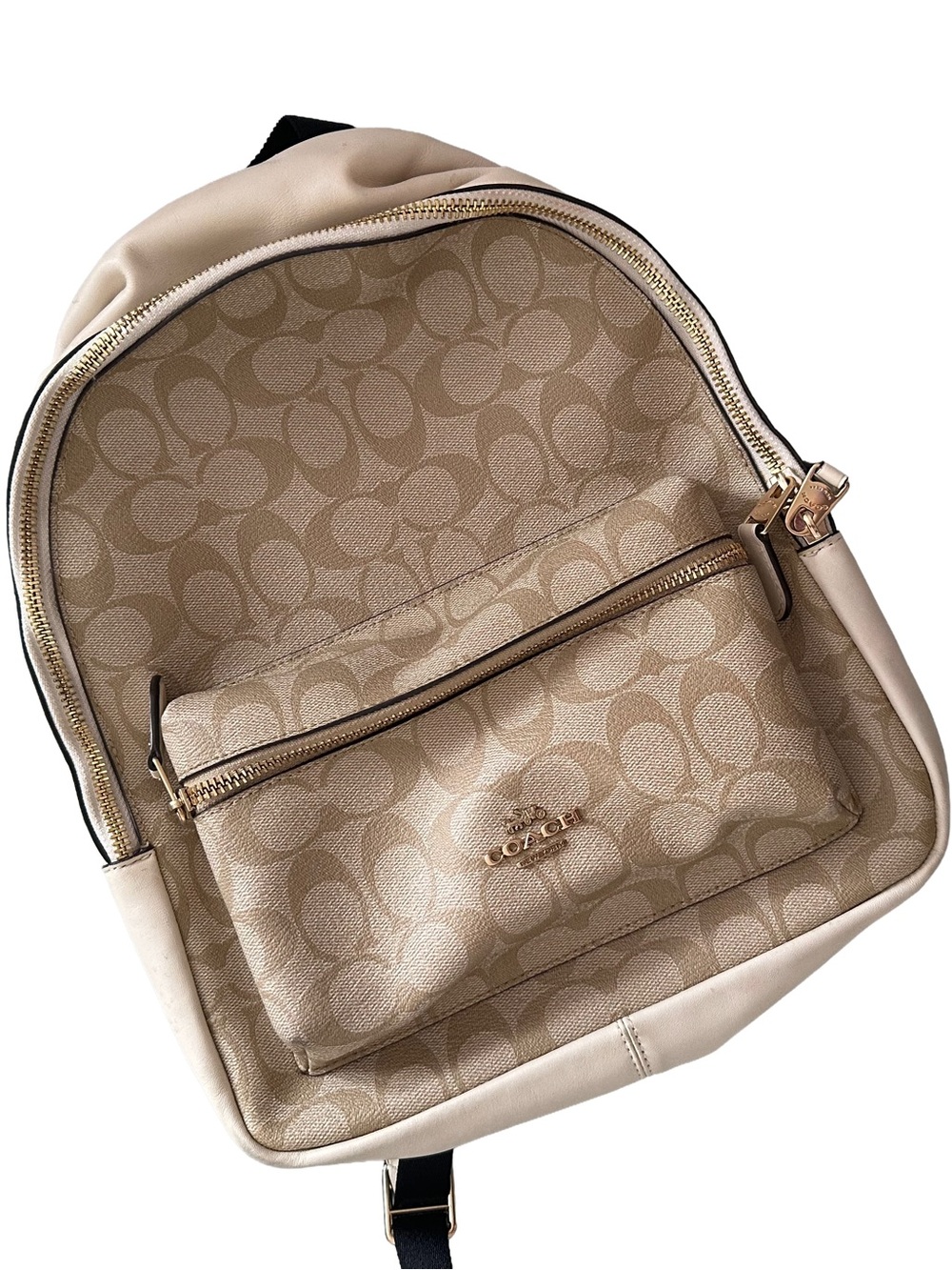 Coach Cream & Beige Signature Mini Backpack
